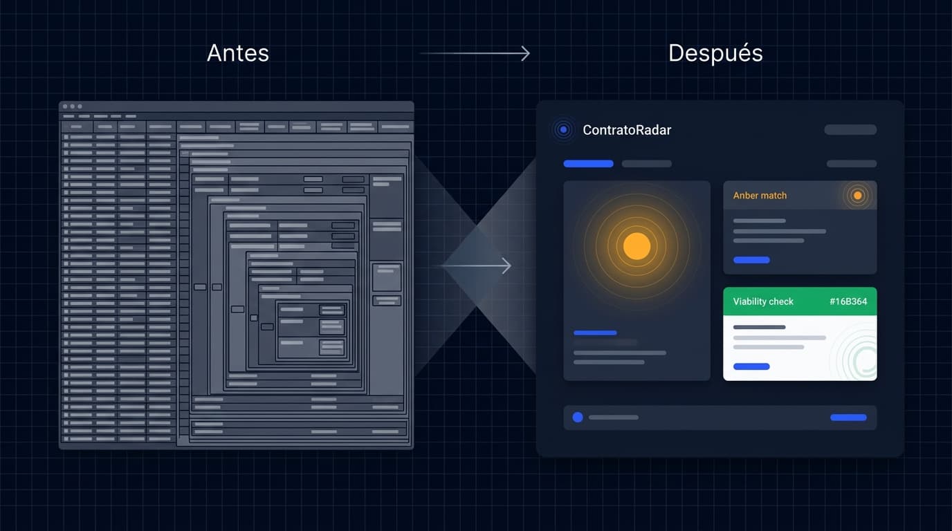 Comparación visual entre el portal oficial del SECOP y la interfaz de ContratoRadar